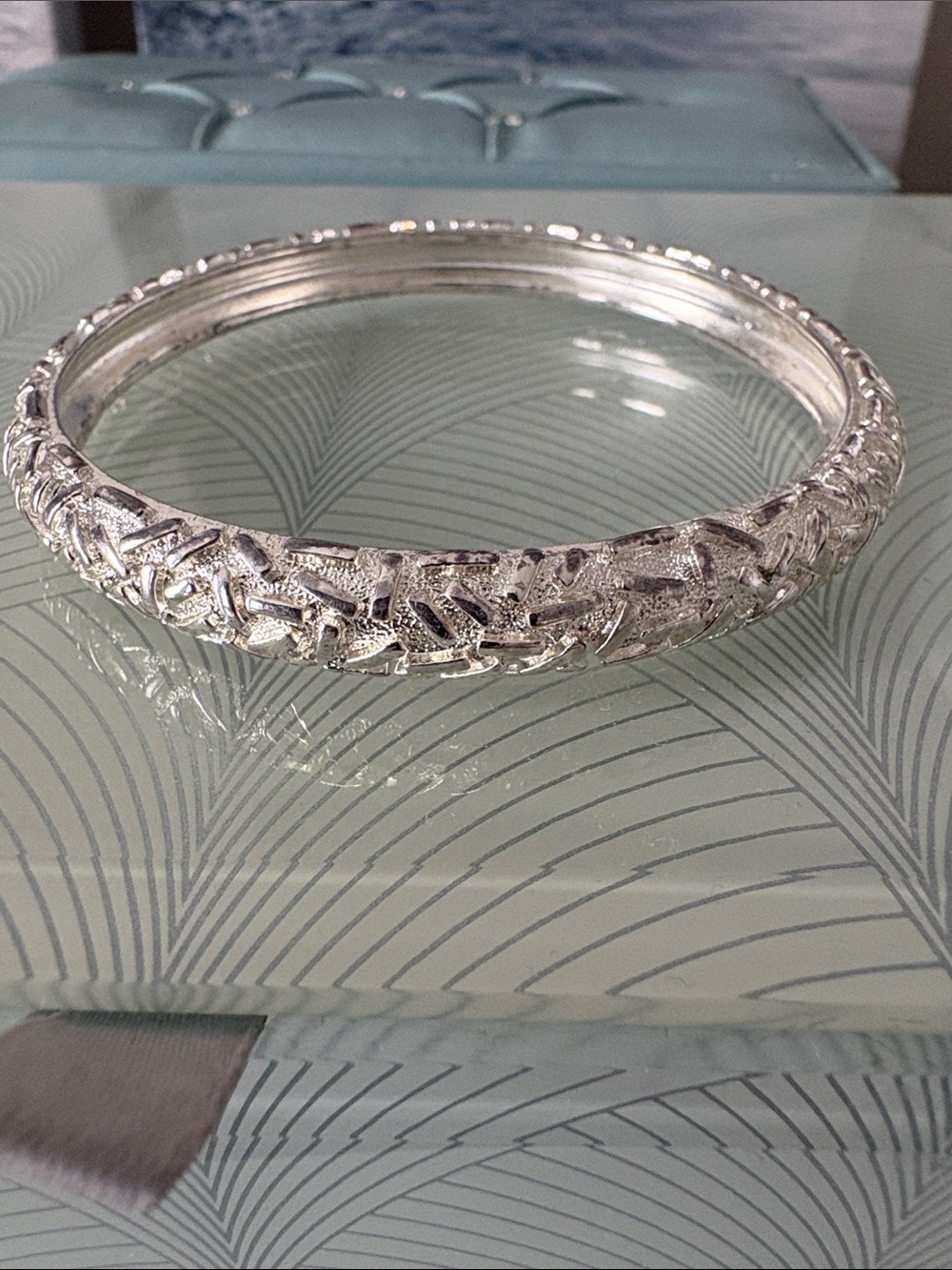 Silver Textured Women's Bangle Bracelet